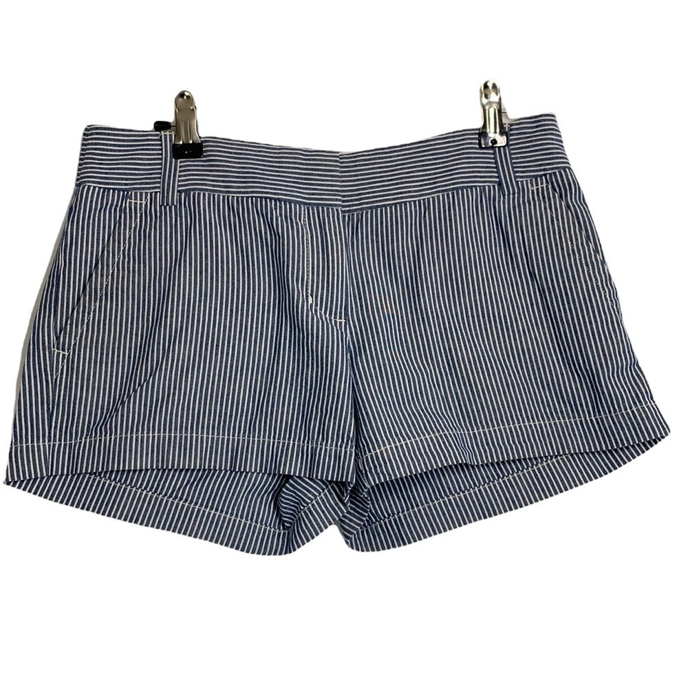 J. Crew Striped Cotton Shorts - Blue/White, Size 0